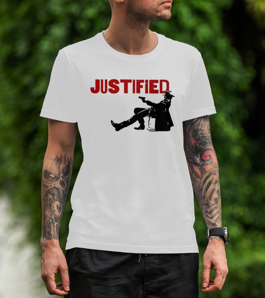 JUSTIFIED Cowboy Silhouette With Gun T-Shirt