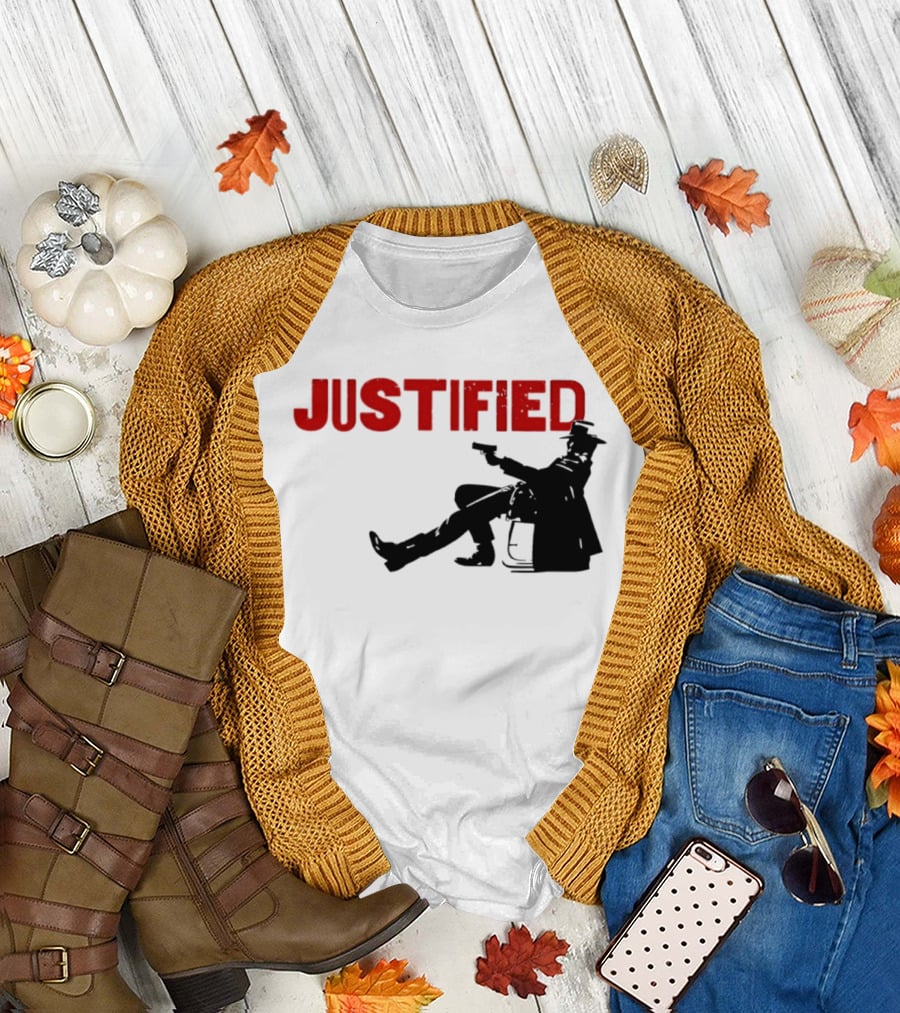 JUSTIFIED Cowboy Silhouette With Gun T-Shirt
