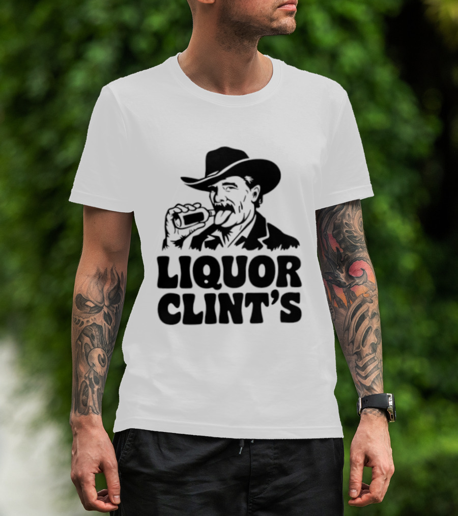 Liquor Clint's Clint Eastwood Western Cowboy Drinking Whiskey T-Shirt