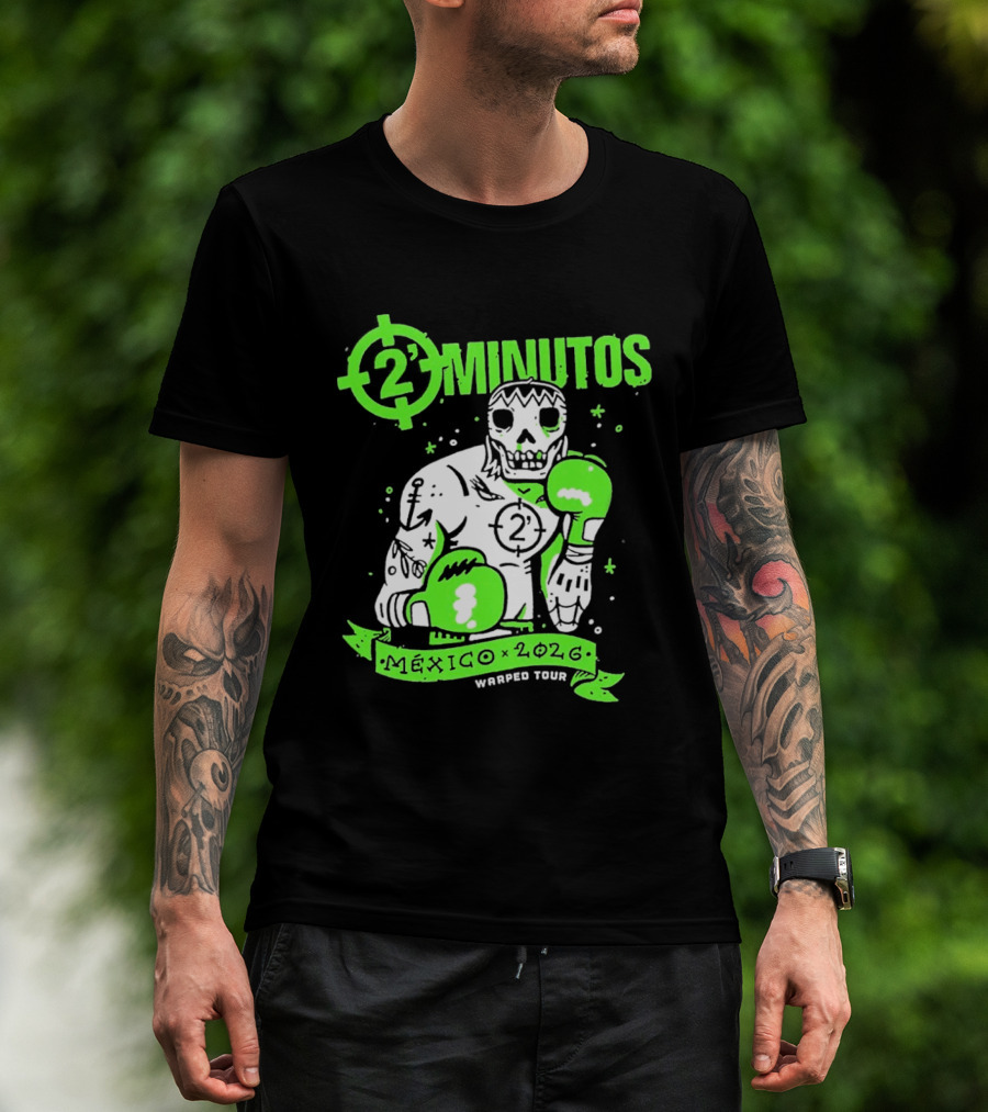 2 Minutos Mexico 2026 Skeleton Boxer Warped Tour T-Shirt