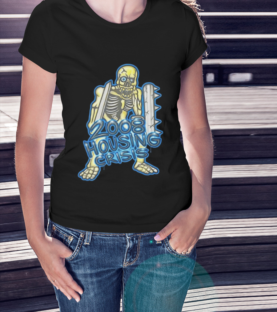 2008 Housing Crisis Skeleton Economic Crash Iconic Visual Representation T-Shirt