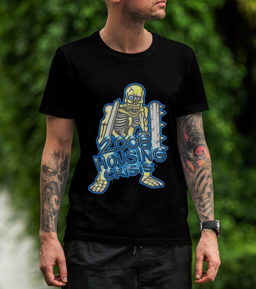 2008 Housing Crisis Skeleton Economic Crash Iconic Visual Representation T-Shirt