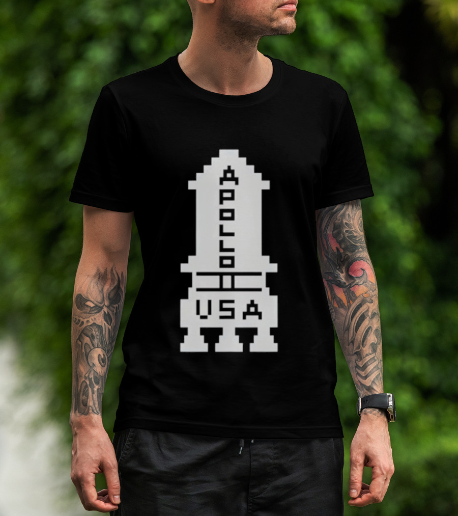Apollo USA Rocket NASA Pixel T-Shirt