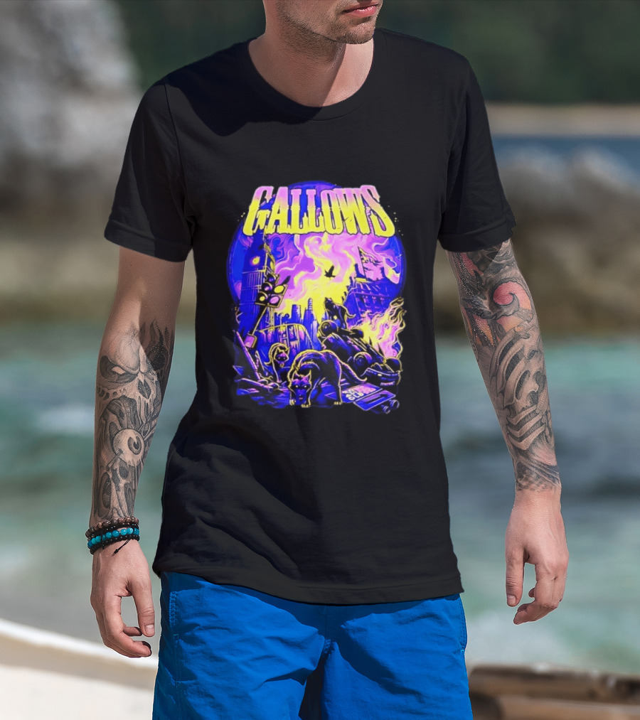 Gallows London Big Ben Wolf Apocalypse Urban Chaos Scene T-Shirt