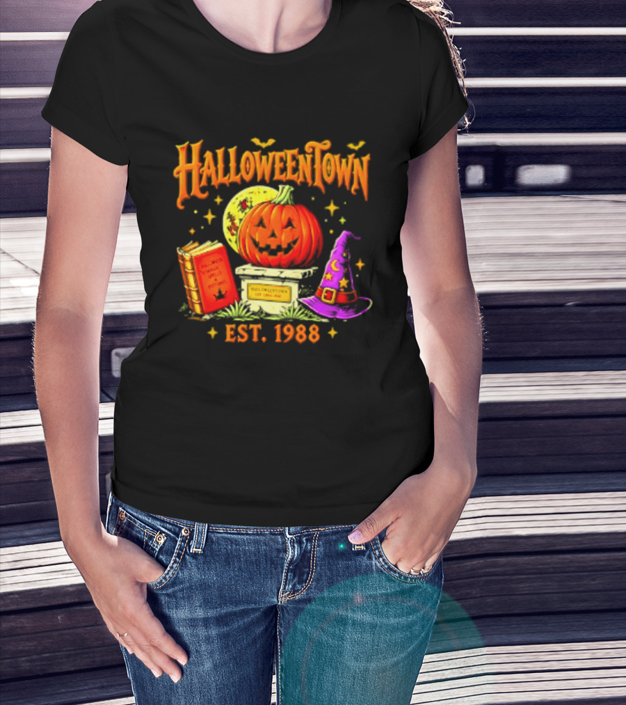 Halloweentown Est 1988 Magic Spells And Potions Pumpkin Witch Hat Book T-Shirt