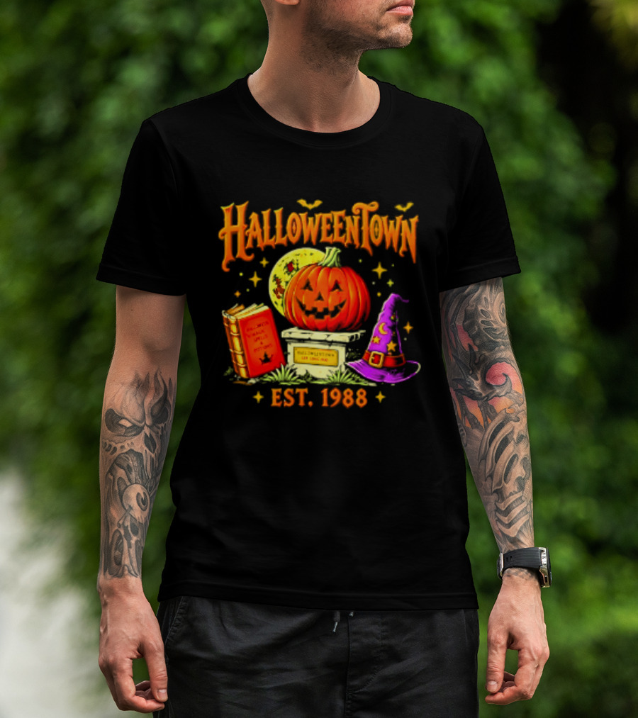 Halloweentown Est 1988 Magic Spells And Potions Pumpkin Witch Hat Book T-Shirt