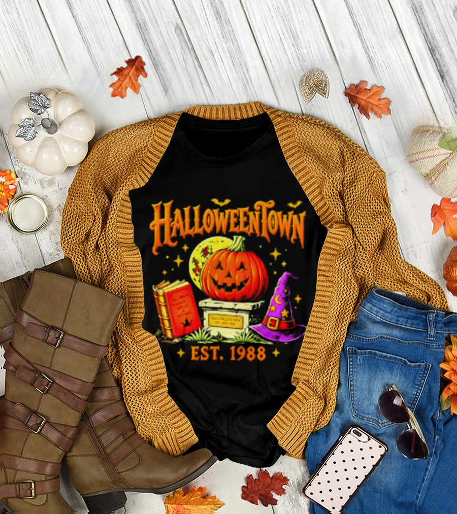 Halloweentown Est 1988 Magic Spells And Potions Pumpkin Witch Hat Book T-Shirt