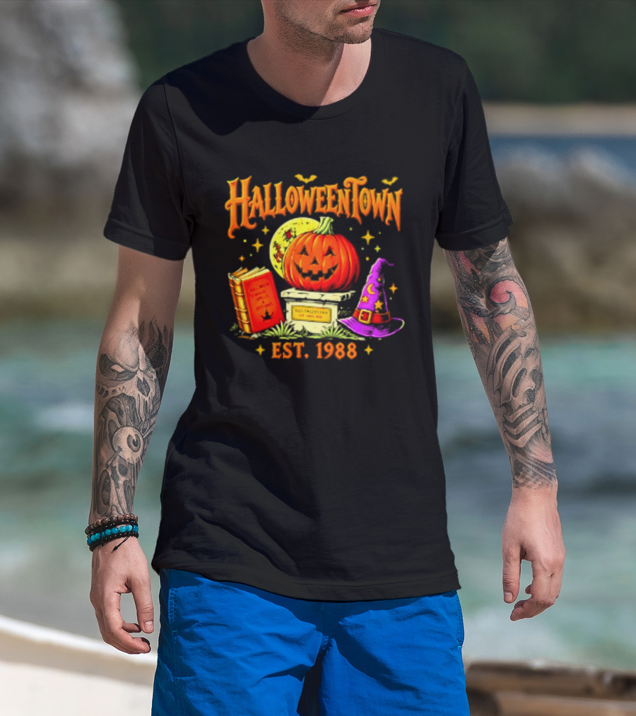 Halloweentown Est 1988 Magic Spells And Potions Pumpkin Witch Hat Book T-Shirt