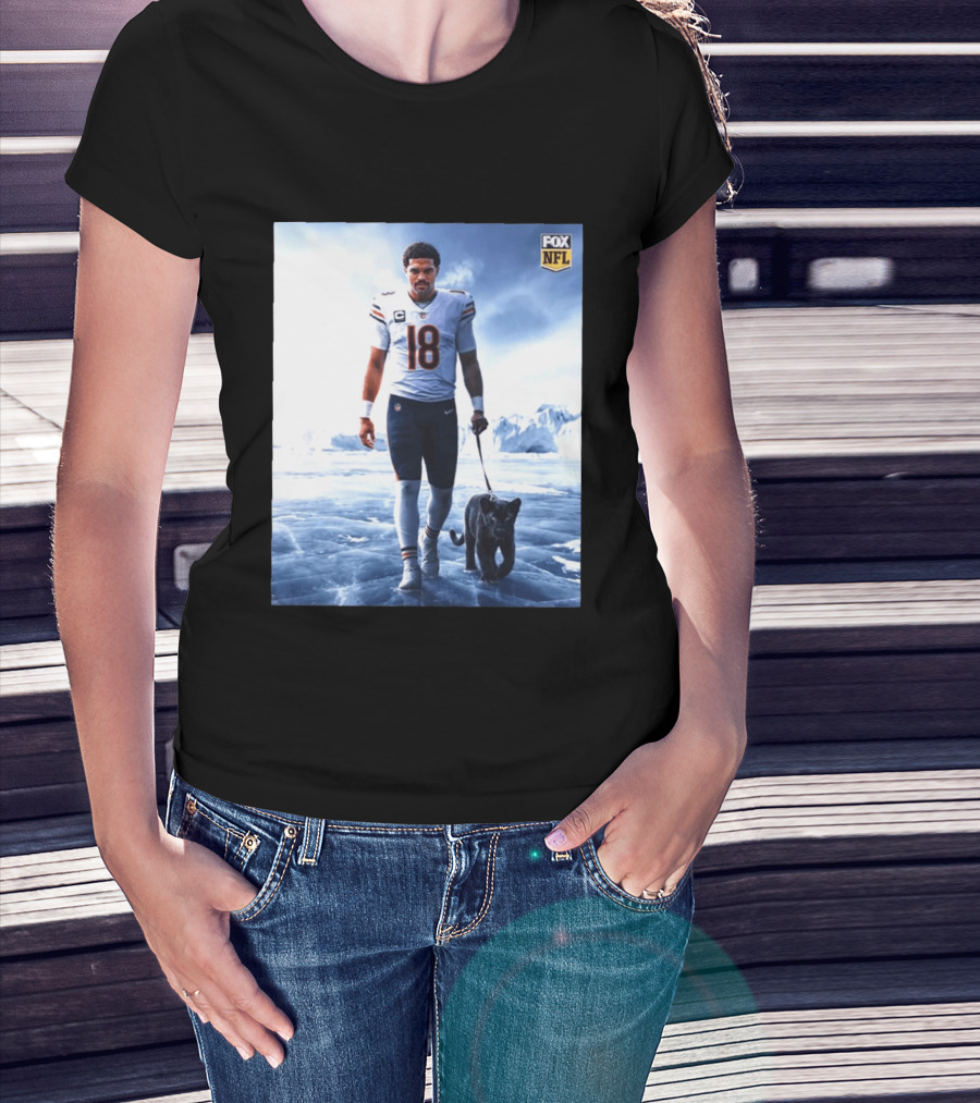 Chicago Bears Caleb Williams Black Panther NFL Ice Walk T-Shirt