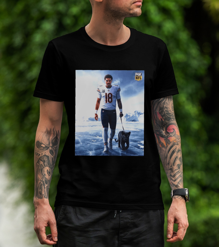 Chicago Bears Caleb Williams Black Panther NFL Ice Walk T-Shirt