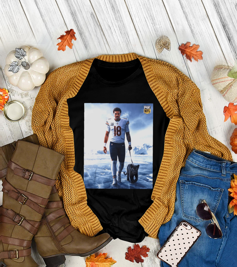 Chicago Bears Caleb Williams Black Panther NFL Ice Walk T-Shirt