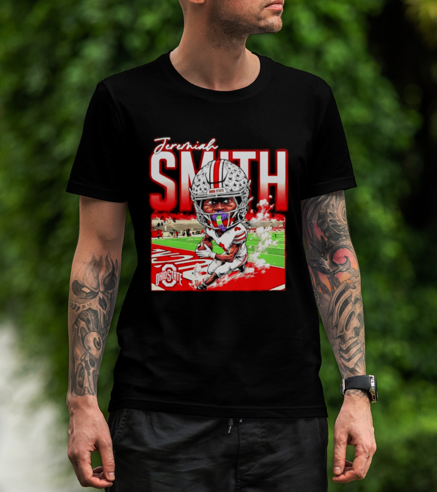 Jeremiah Smith Ohio State Buckeyes NCAA Player Running Caricature T-Shirt
