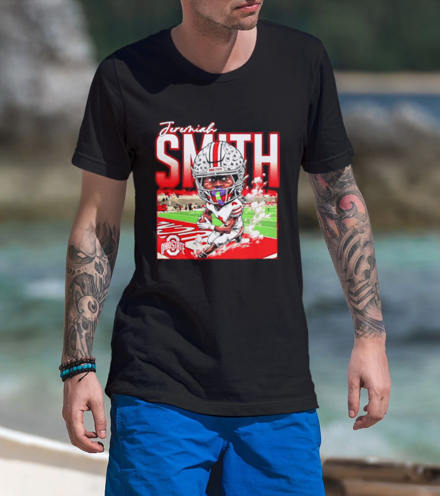 Jeremiah Smith Ohio State Buckeyes NCAA Player Running Caricature T-Shirt