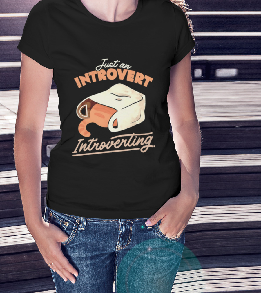 Just An Introvert Introverting Cat In A Bag T-Shirt