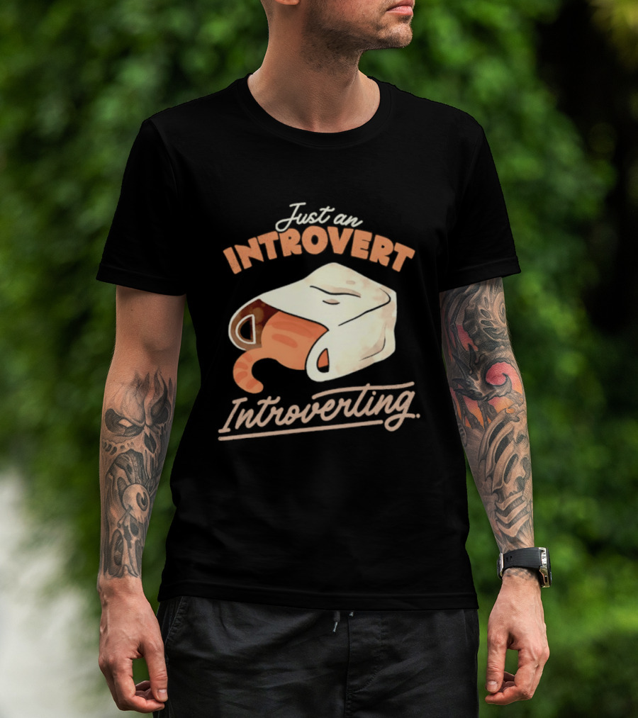 Just An Introvert Introverting Cat In A Bag T-Shirt