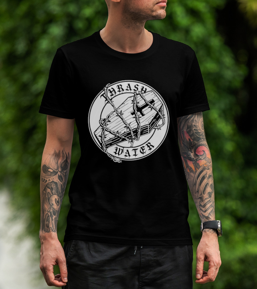 Thrash Water Coffin Barbed Wire Hardcore Punk Circle T-Shirt