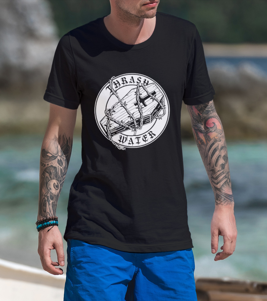 Thrash Water Coffin Barbed Wire Hardcore Punk Circle T-Shirt