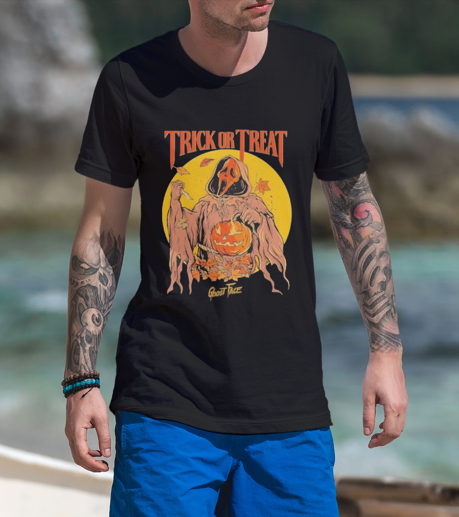Trick Or Treat Ghost Face Pumpkin Cavity Colors Halloween T-Shirt