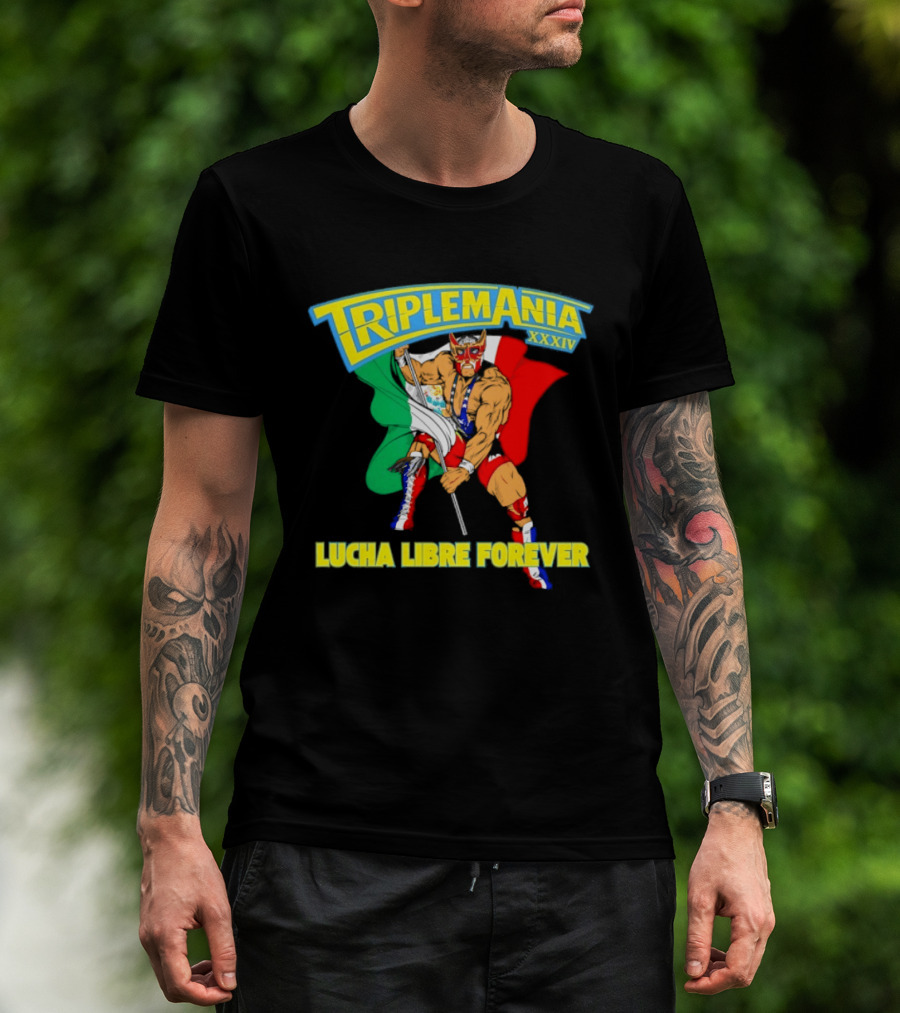 Triplemania XXXIV Lucha Libre Forever Wrestler Mexican Flag T-Shirt
