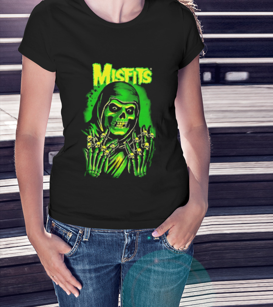 Misfits Fiend Club 26 Punk Rock Jerry Only Skull Neon Green T-Shirt