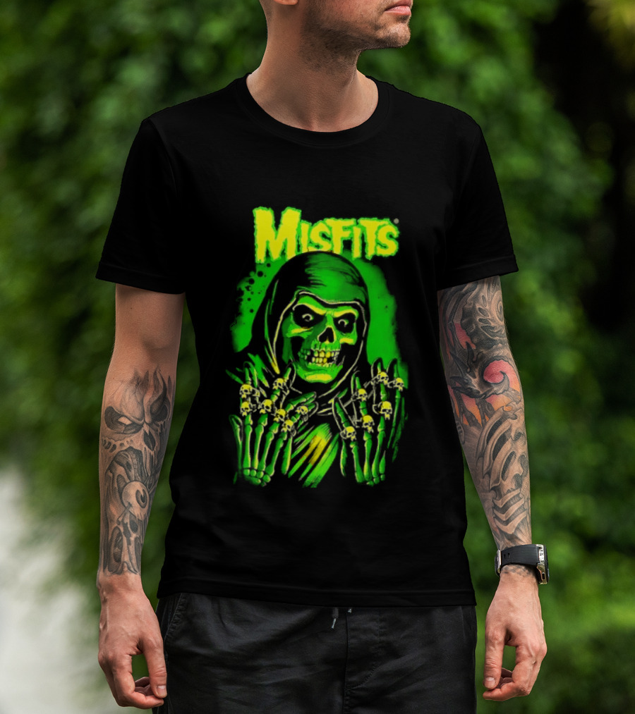 Misfits Fiend Club 26 Punk Rock Jerry Only Skull Neon Green T-Shirt