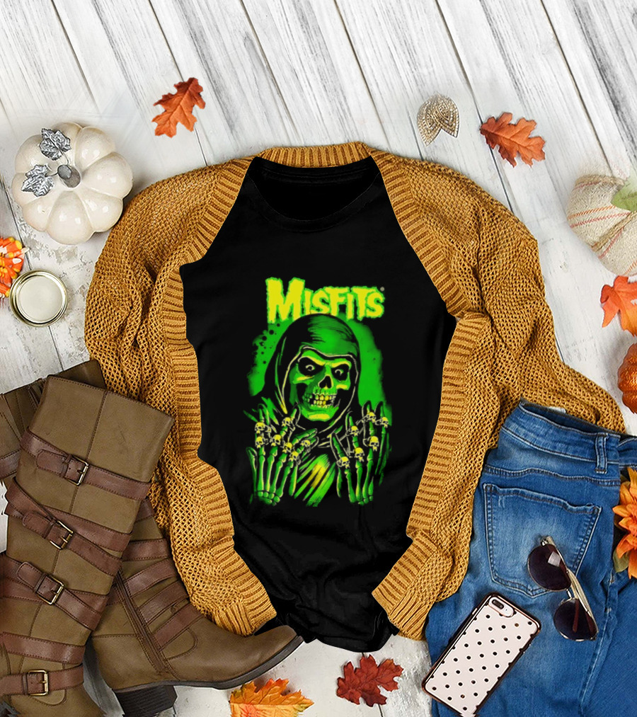 Misfits Fiend Club 26 Punk Rock Jerry Only Skull Neon Green T-Shirt