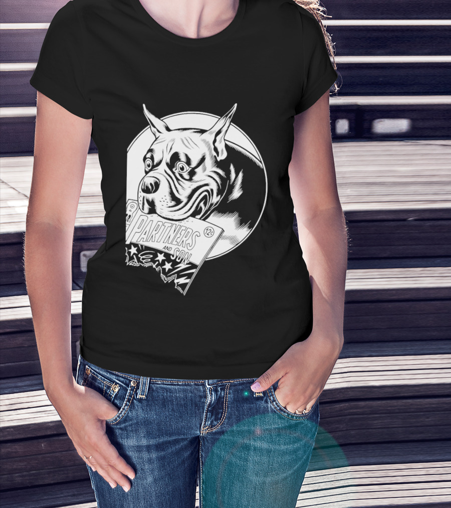 Pitbull Dog Comic Book With Biting Graphic And Stars T-Shirt