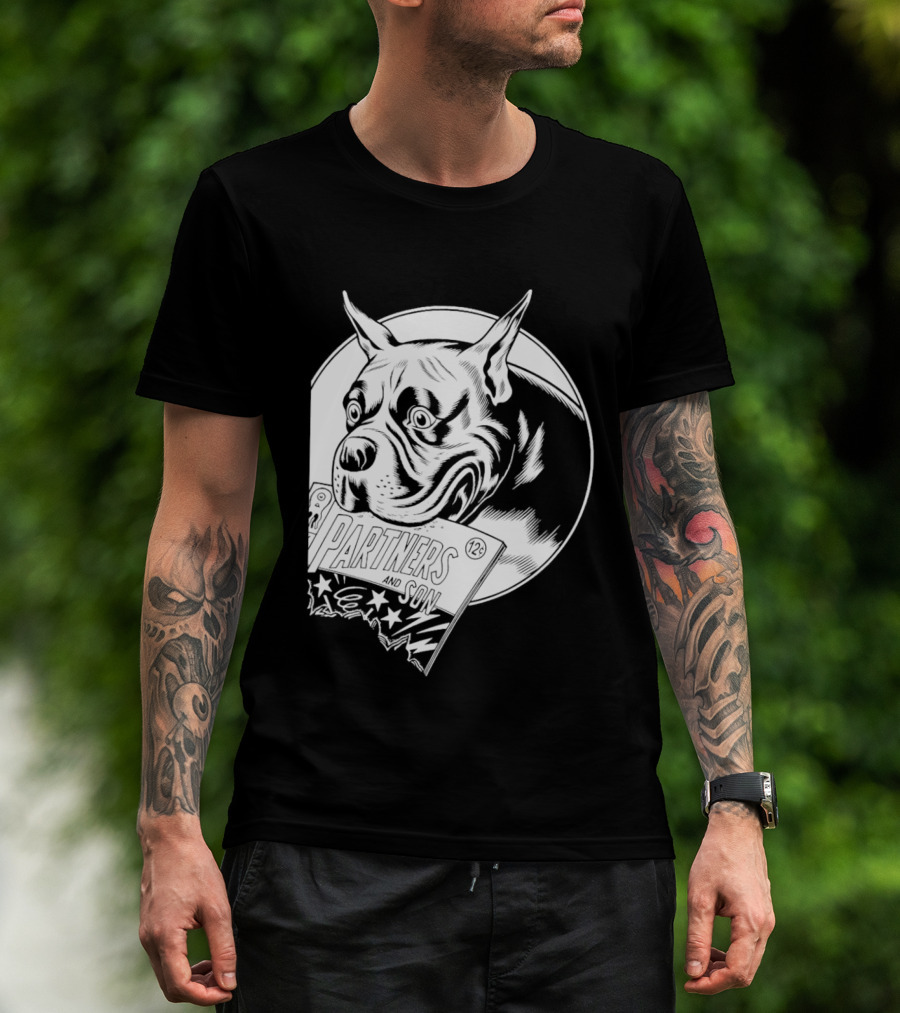 Pitbull Dog Comic Book With Biting Graphic And Stars T-Shirt