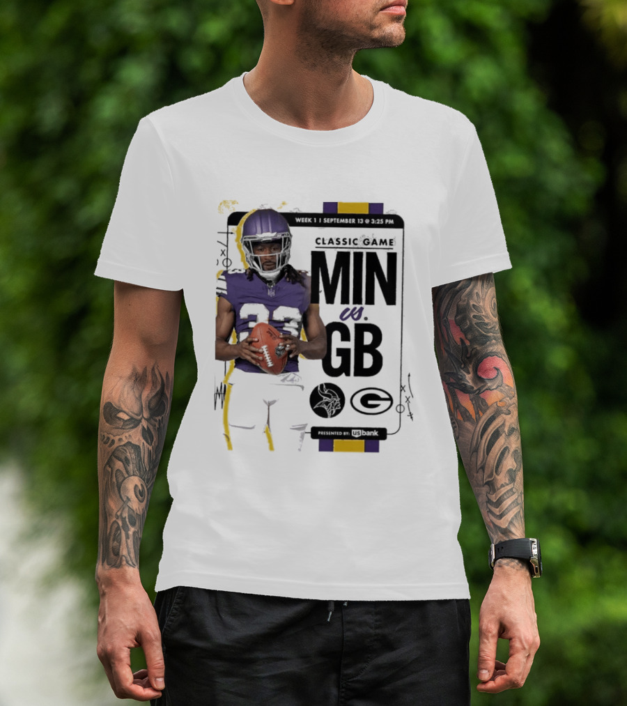 Minnesota Vikings Versus Green Bay Packers Classic Game Aaron Jones MIN GB T-Shirt