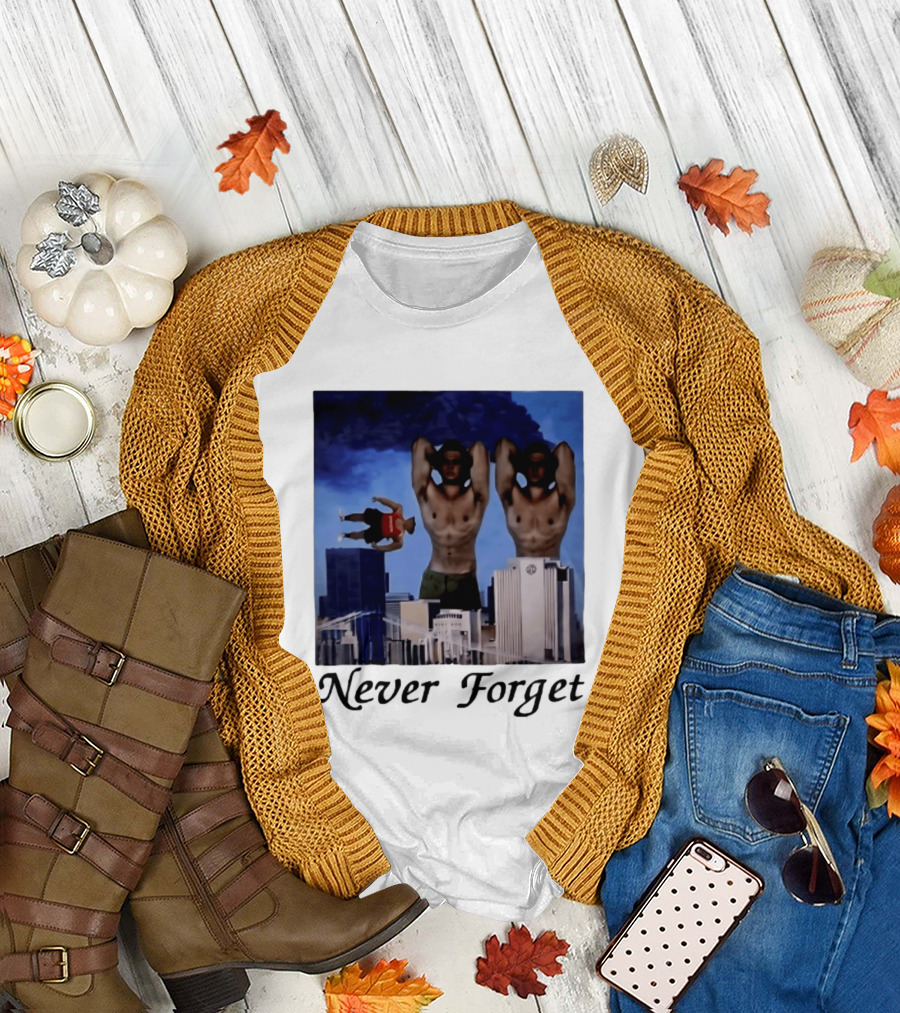 Never Forget 9 11 Internet Meme Edgy Humor Floating Character Twin Towers T-Shirt