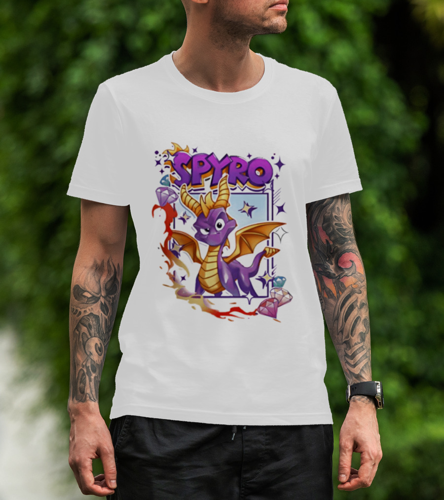 Spyro Purple Dragon Cartoon Polaroid Adventure T-Shirt