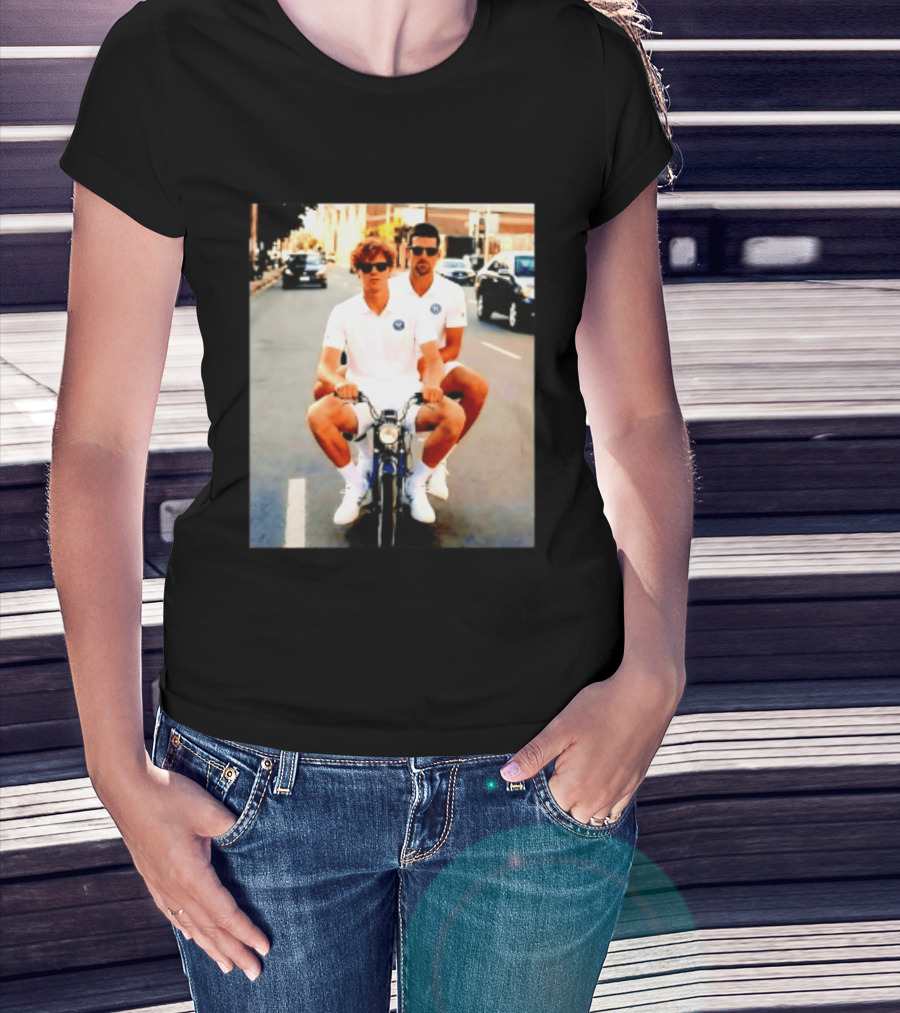 Jannik Sinner Novak Djokovic 2026 Motorcycle Ride Tennis Stars T-Shirt