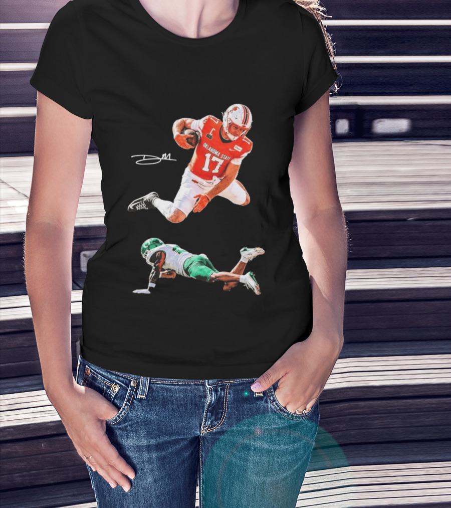 Oklahoma State Football Player Leap Over Oregon Opponent T-Shirt
