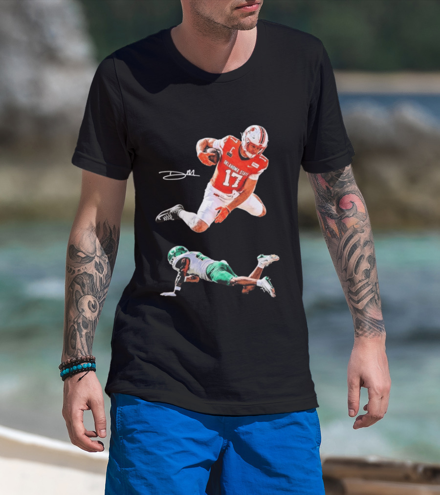 Oklahoma State Football Player Leap Over Oregon Opponent T-Shirt