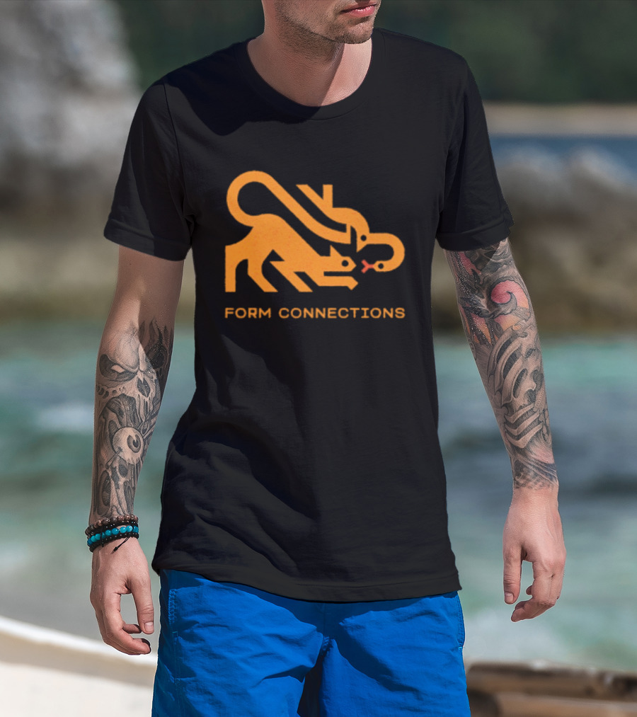 Form Connections Minimalist Cat And Snake T-Shirt