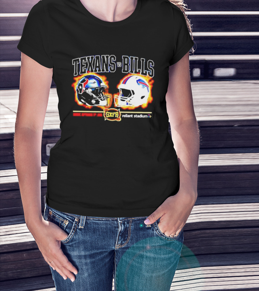 Texans Bills Helmet Showdown Vintage Style Game Day Football T-Shirt