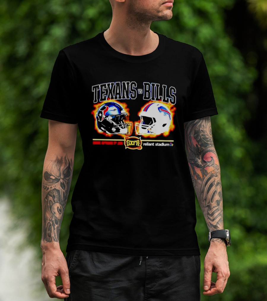 Texans Bills Helmet Showdown Vintage Style Game Day Football T-Shirt