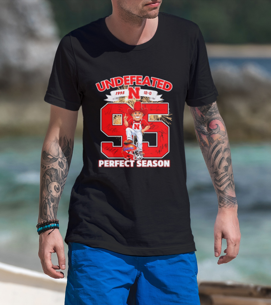 Nebraska Cornhuskers Undefeated 1995 Perfect Season 12 0 Gators 95 Football T-Shirt