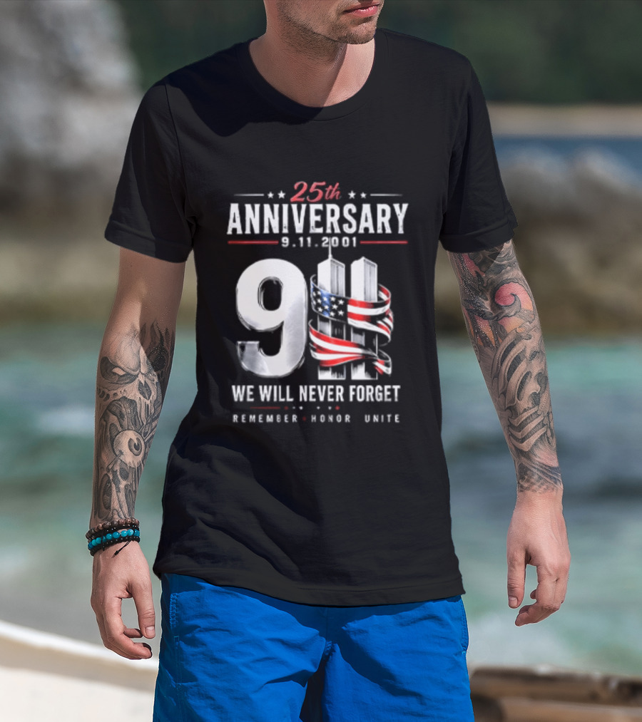 NYPD New York Yankees 2026 25th Anniversary 9 11 We Will Never Forget Remember Honor Unite T-Shirt