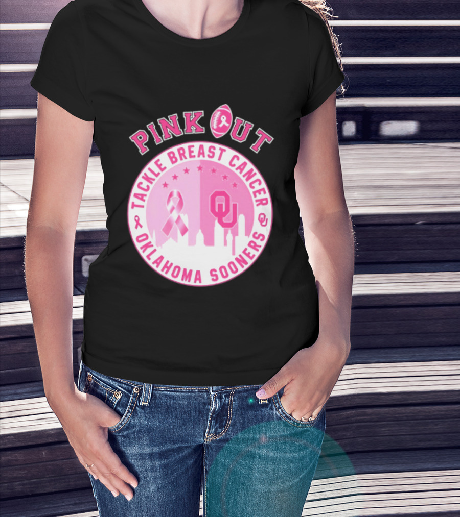Oklahoma Sooners Pink Out Tackle Breast Cancer Football NCAA T-Shirt