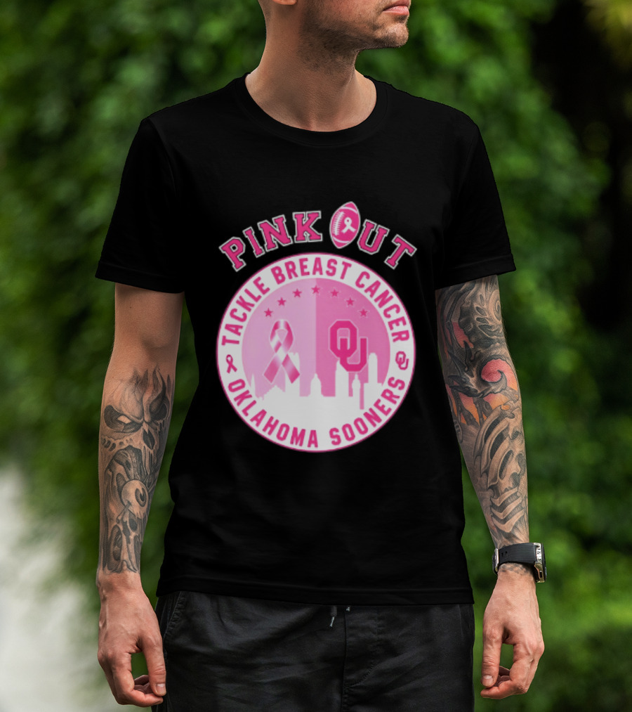 Oklahoma Sooners Pink Out Tackle Breast Cancer Football NCAA T-Shirt