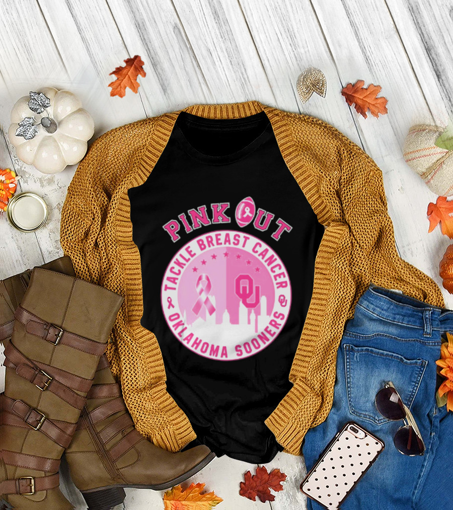 Oklahoma Sooners Pink Out Tackle Breast Cancer Football NCAA T-Shirt