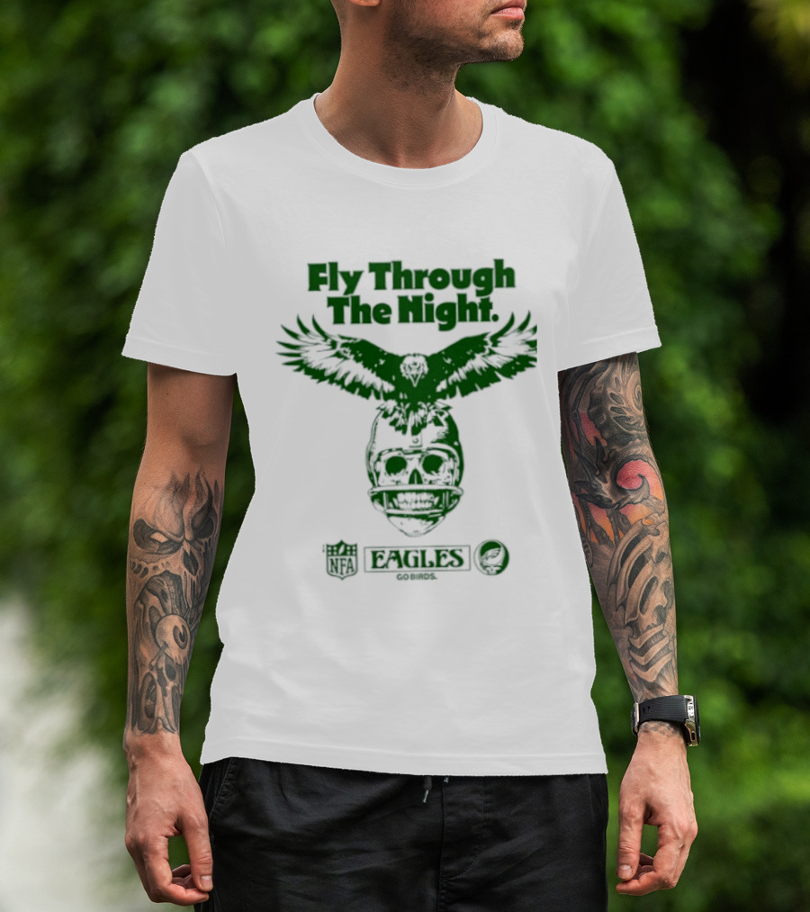 Philadelphia Eagles Fly Through The Night Grateful Dead Football Collaboration T-Shirt