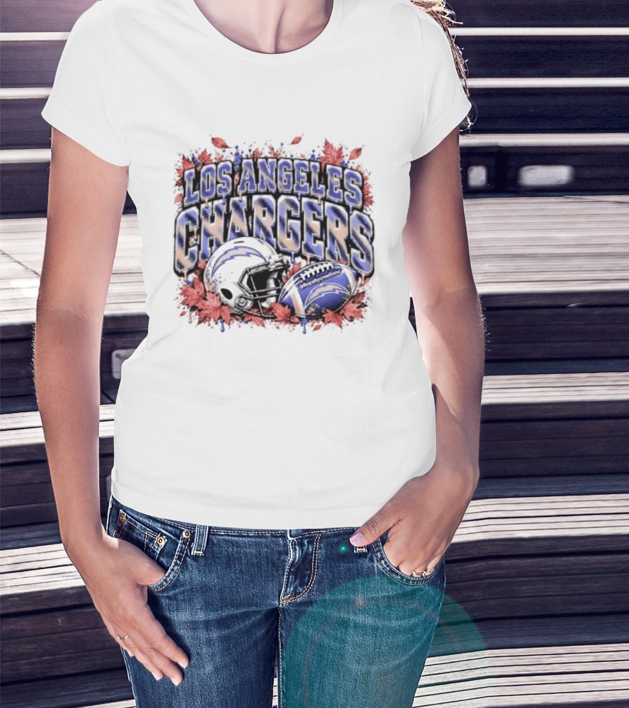 Los Angeles Chargers Football Helmet Autumn Leaves 2026 T-Shirt