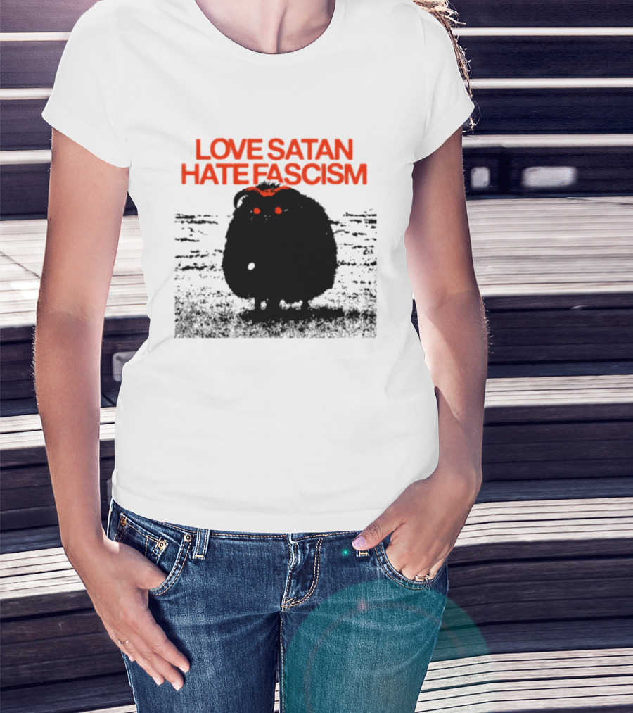 Love Satan Hate Fascism Cat Anti Fascist T-Shirt