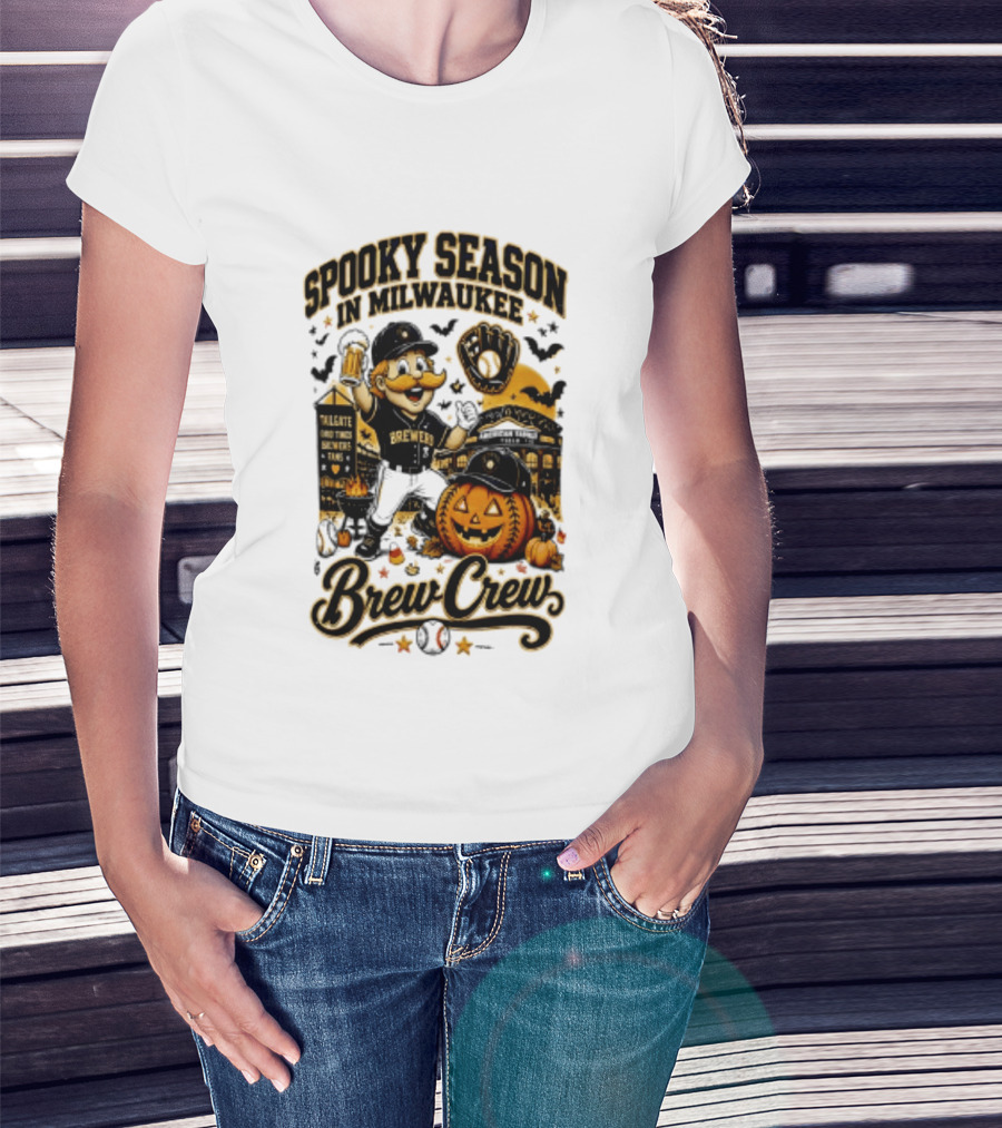 Spooky Season In Milwaukee Brewers Brew Crew Halloween 2026 T-Shirt