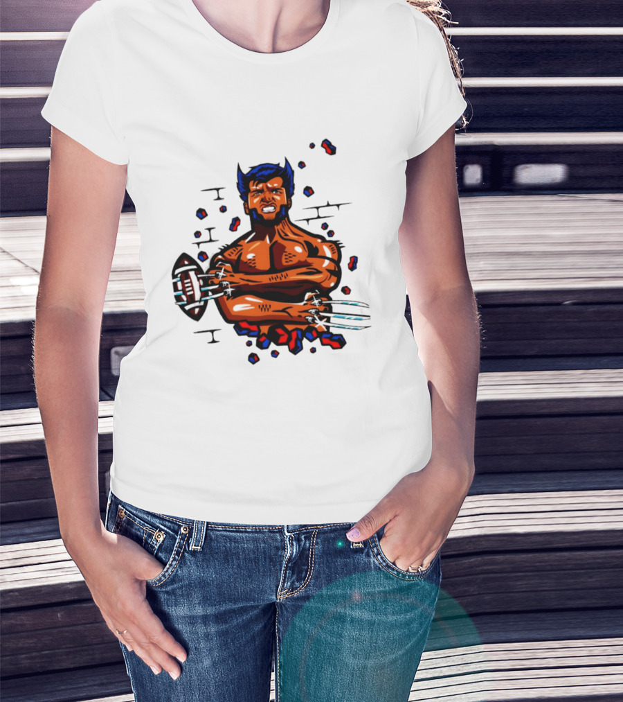 Marvel Wolverine Football Caricature Bold Comic T-Shirt