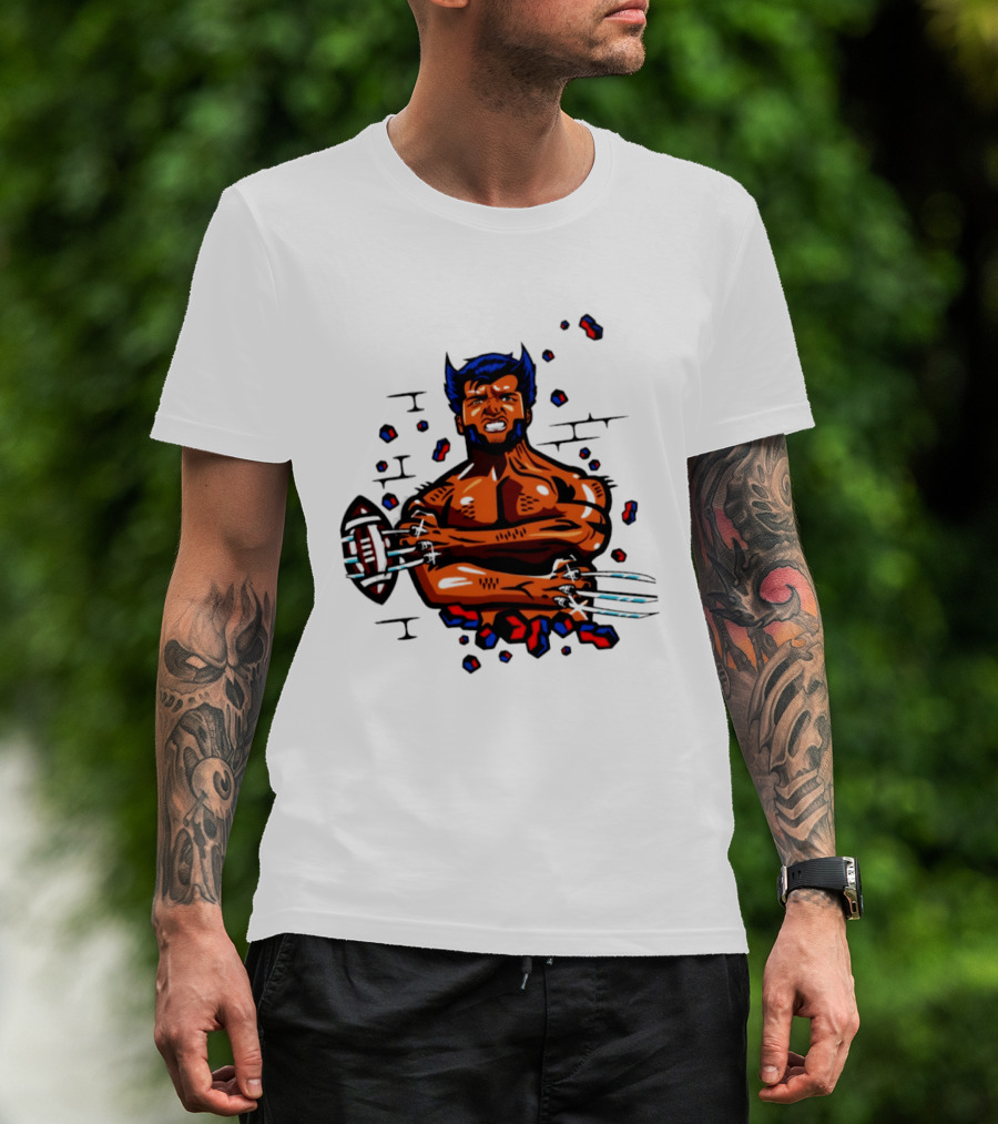 Marvel Wolverine Football Caricature Bold Comic T-Shirt