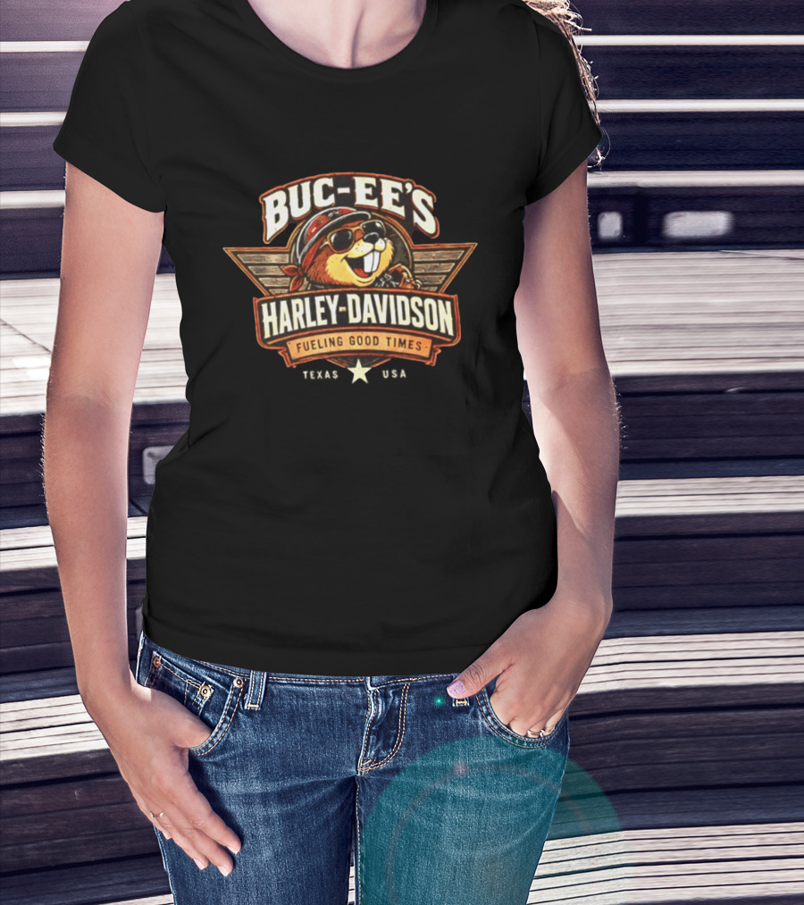 Buc Ee's Harley Davidson Fueling Good Times Texas Beavers Ride Further Great Roads T-Shirt