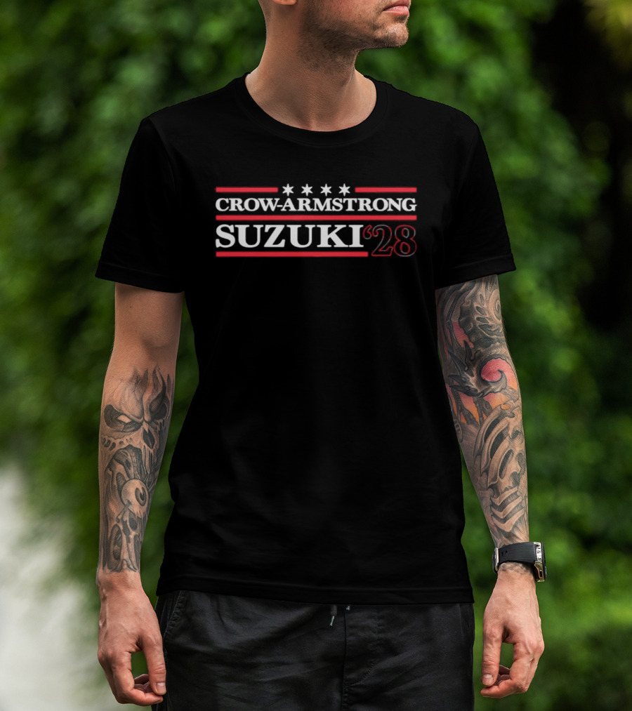 Crow Armstrong Suzuki 28 Stars And Stripes Chicago Cubs T-Shirt